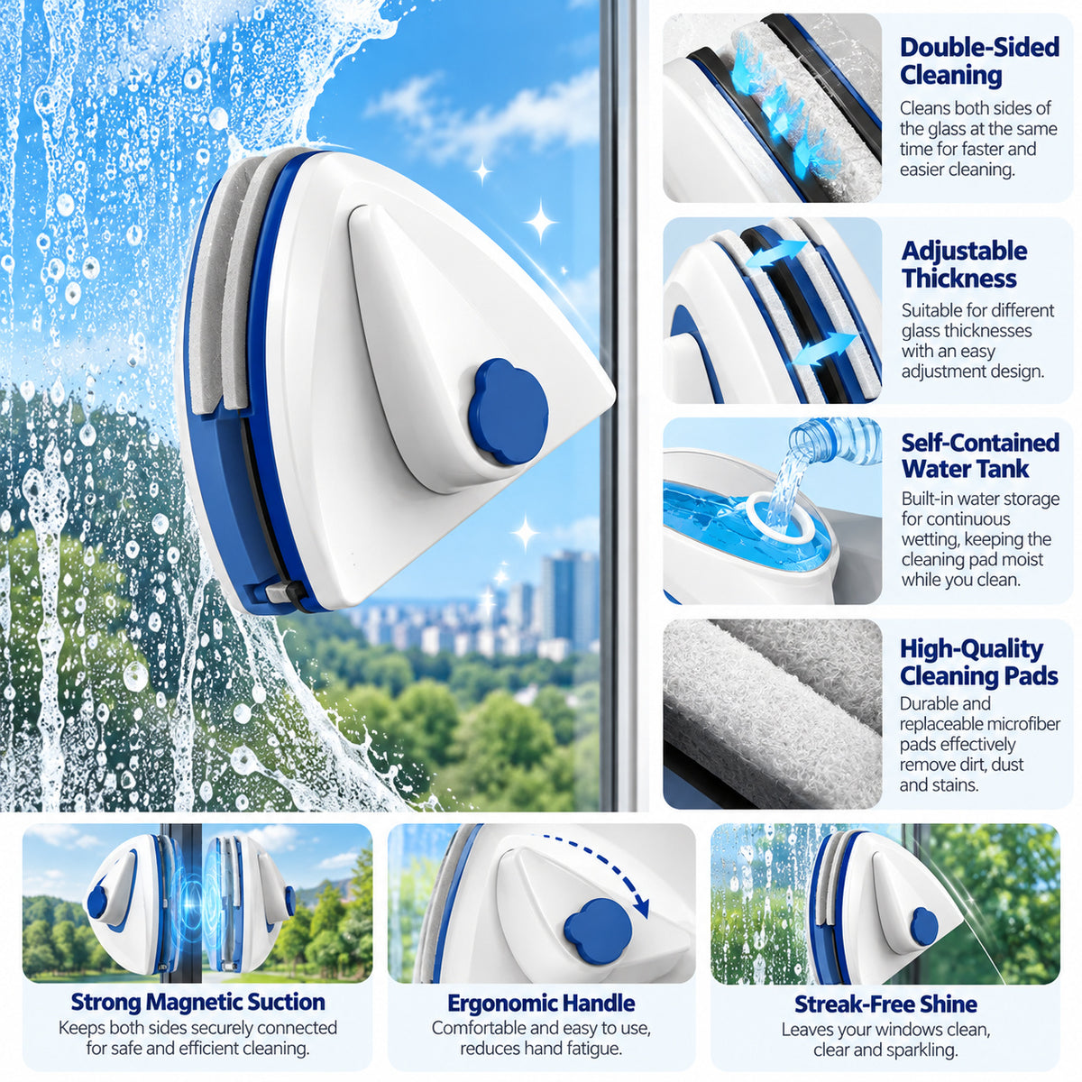RivetNest ClearView Magnetic Double-Sided Window Cleaner