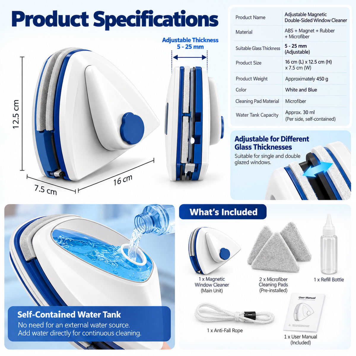 RivetNest ClearView Magnetic Double-Sided Window Cleaner