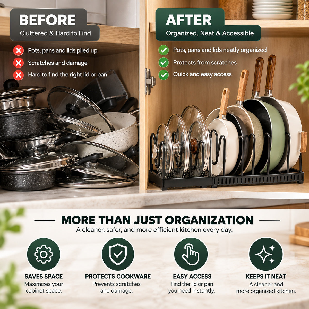 RivetNest FlexiRack Adjustable Cookware Organizer