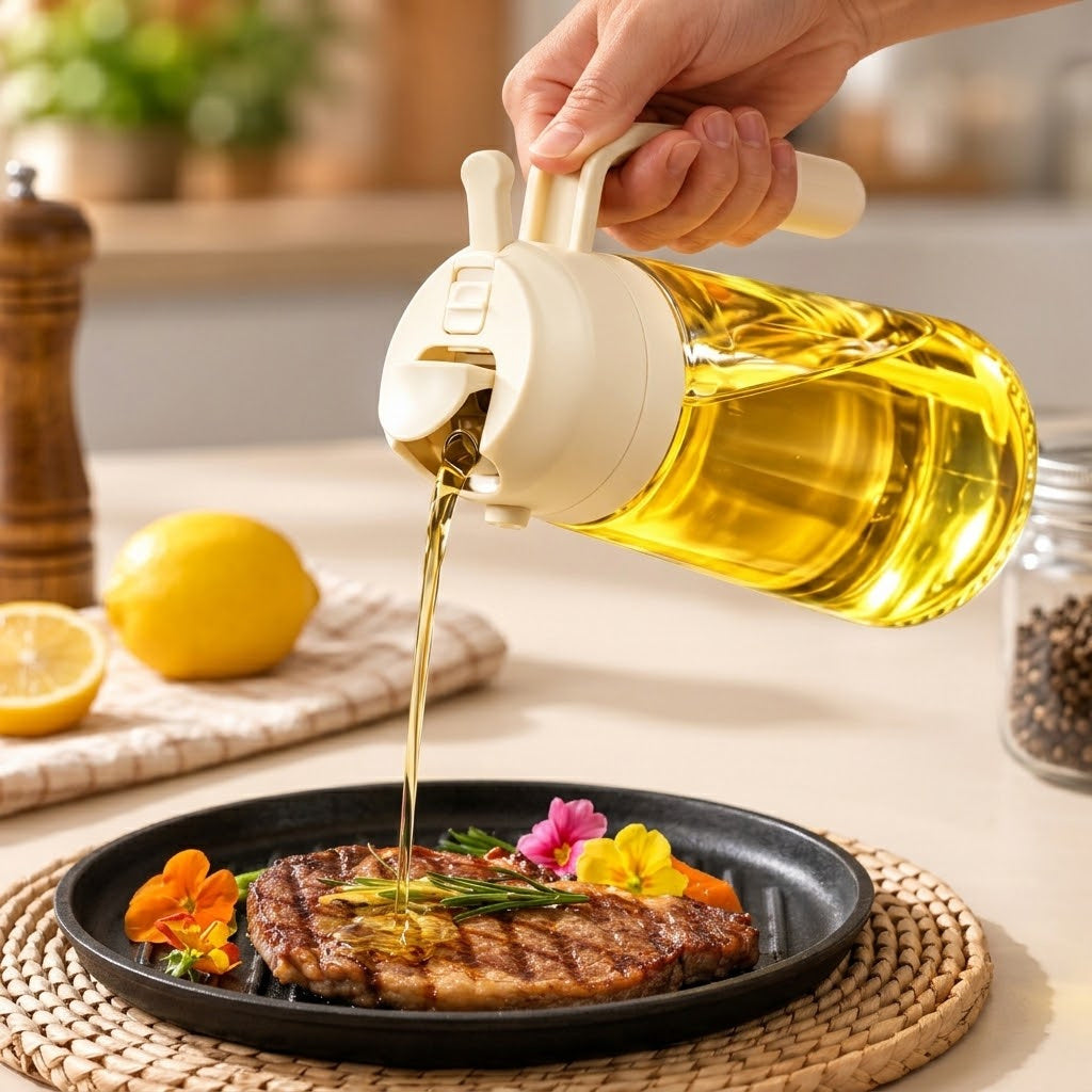 RivetNest OilFlow 2-in-1 Glass Oil Dispenser