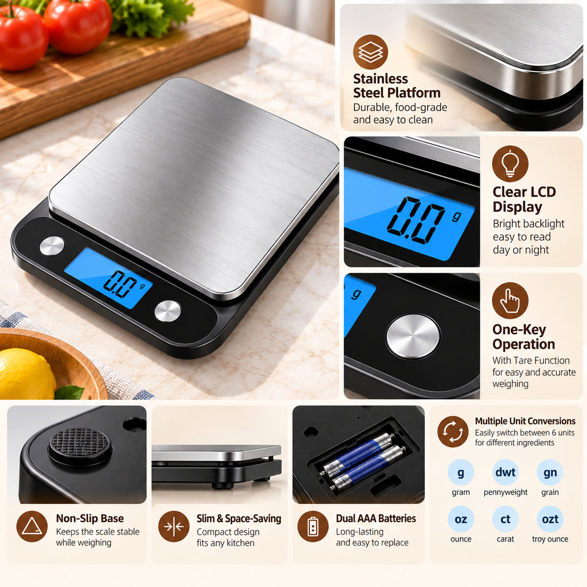 RivetNest PrecisionPro Digital Kitchen Scale