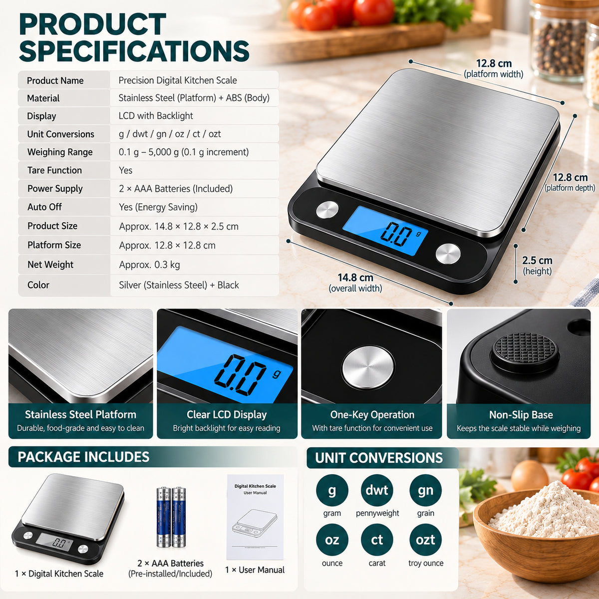 RivetNest PrecisionPro Digital Kitchen Scale