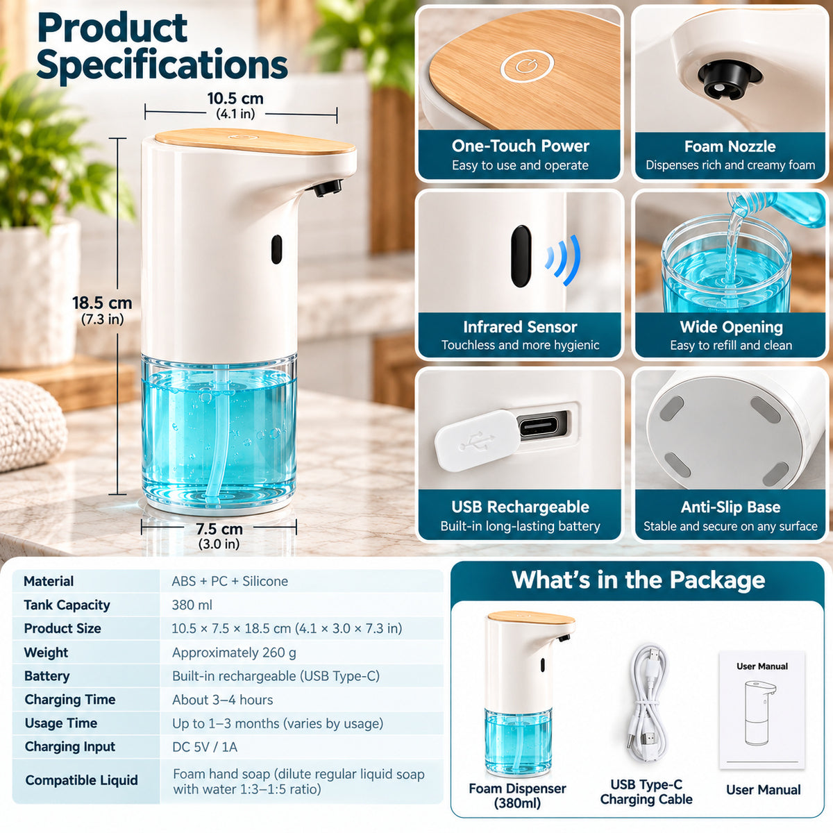 RivetNest PureFoam Touchless Soap Dispenser